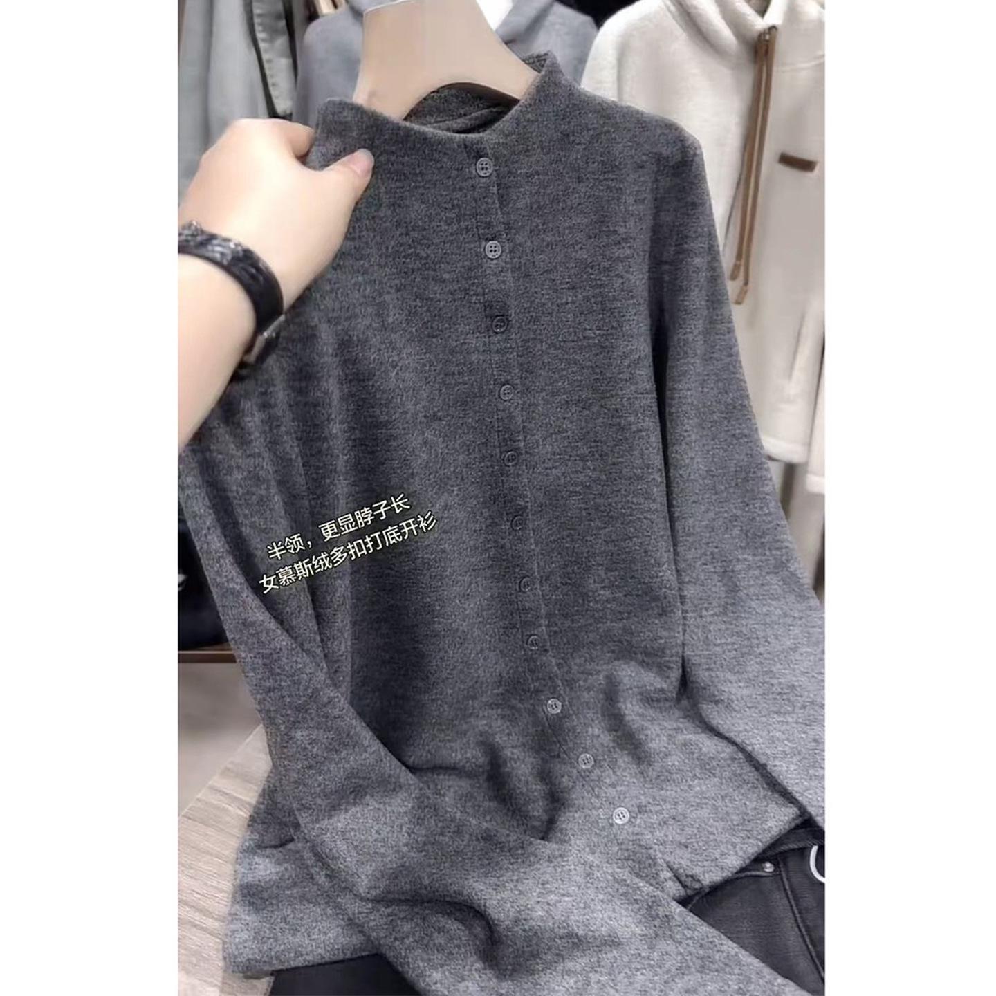 

Women s Winter Knitwear: Chic Half-High Collar, Casual Slimming Fit, Single-Breasted Top. M (95-105 lbs)