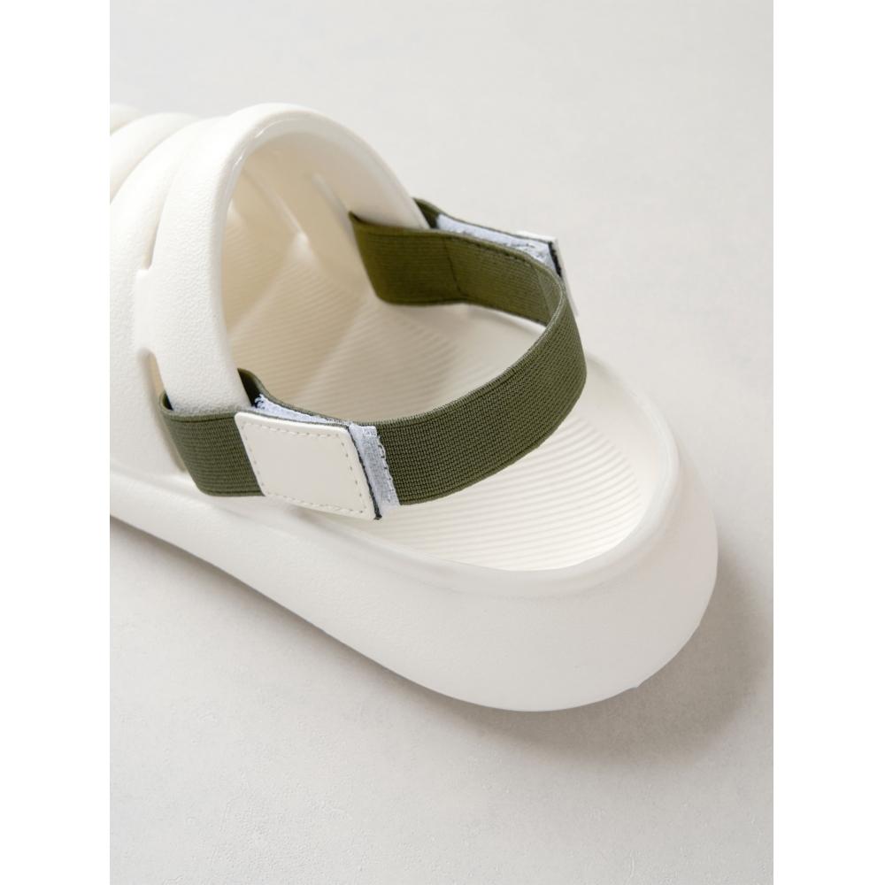 Daiso Pruhované páskové sandály 240 260 mm Slonová kost