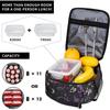 Purple Gray Goth Spooky Insulated Lunch Bag with Detachable Buckle Handle Portable Lunch Box Reusable Bento Tote Bag