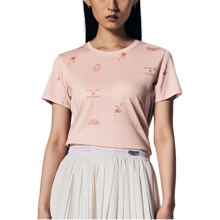 SAUCONY Nathan Bell Series Fashion Simple Pullover Short Sleeve T-Shirt Women Tops Pink SA1259ST42C-PR244