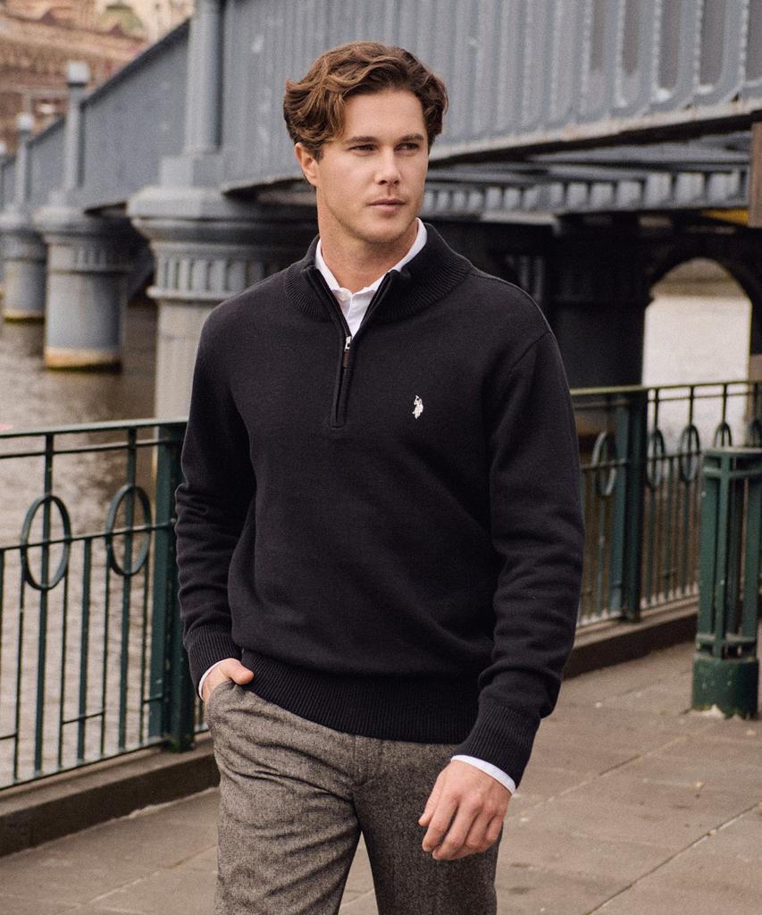 USPOLOASSN Plain Half-Zip Knit_Black
