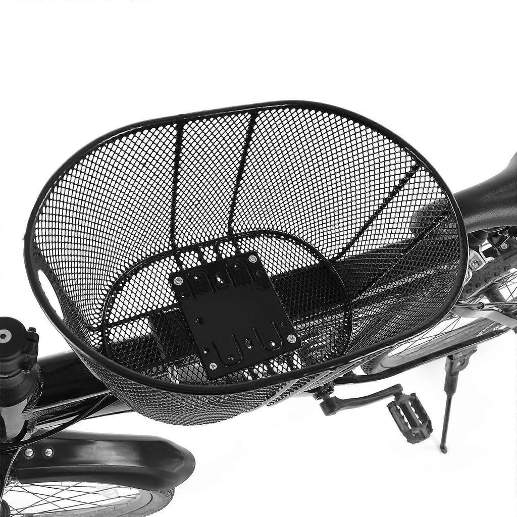 Dog Bike Basket Mountain Bike Shopping Basket Portable Cat and Dog Carrier for Bike Front Crossbar with Sponge Liner Safety Strap (Black)