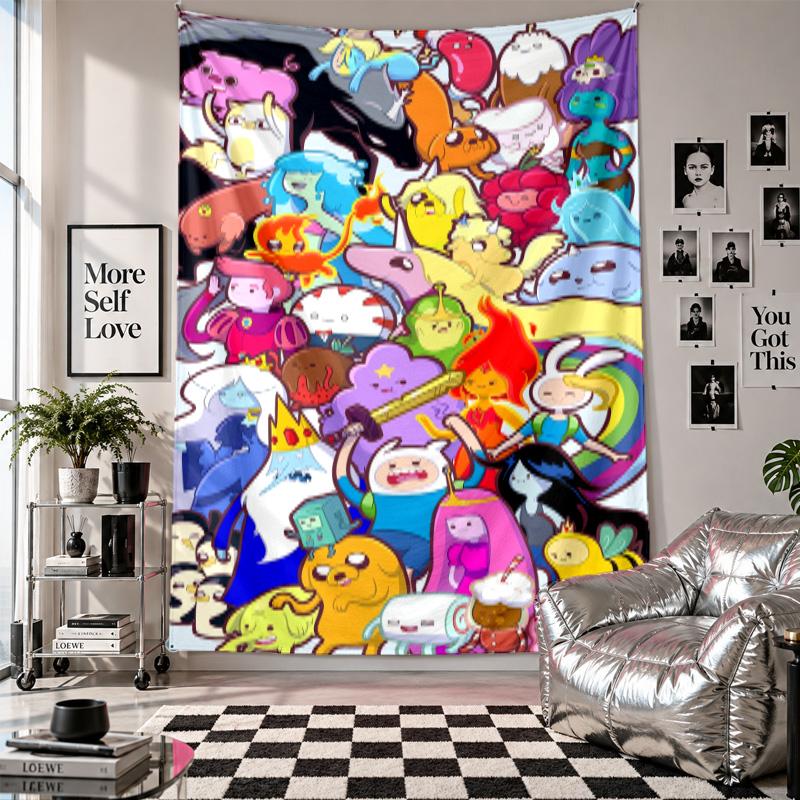 Wall TapestryAdventure Time Cartoon Art Hanging Cloth Decorative Background Cover for Room Decoration