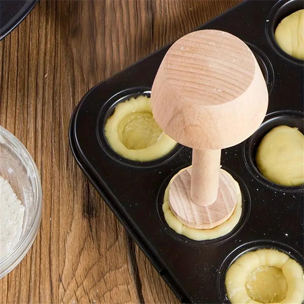 Premium Trä Äggtartform Dubbelsidig Tartstötare Bakverk Formad Tryckare För Bakning Äggtart Pajer Kaka Köksredskap Verktyg