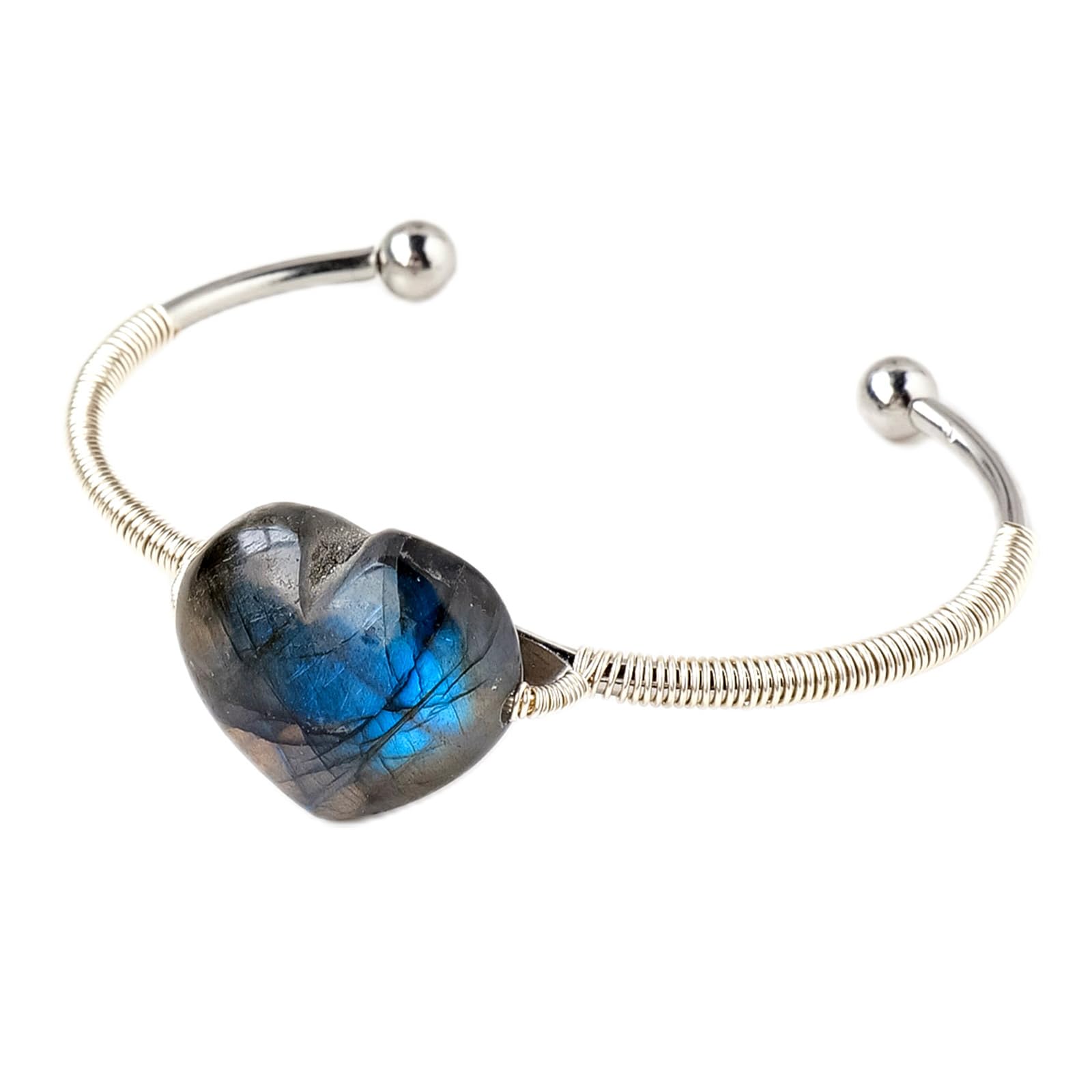 

1 шт. Браслет с регулируемым размером из лабрадорита в форме сердца - Унисекс, лечебный кристалл, циркон