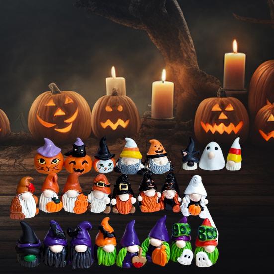2025 Halloween Advent Calendar for Kids Adults 24 Days Countdown Calendar with Gnome Dolls Collectible Resin Miniature Figures for Holiday Gifts