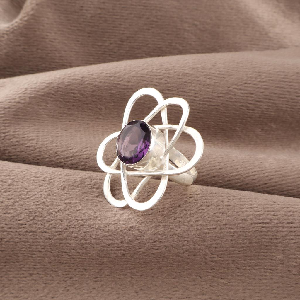 Amethyst Gemstone Ring, Handmade Gorgeous Jewelry, 925 Solid Sterling Silver Jewelry, Bohemian Ring For Wedding Gift
