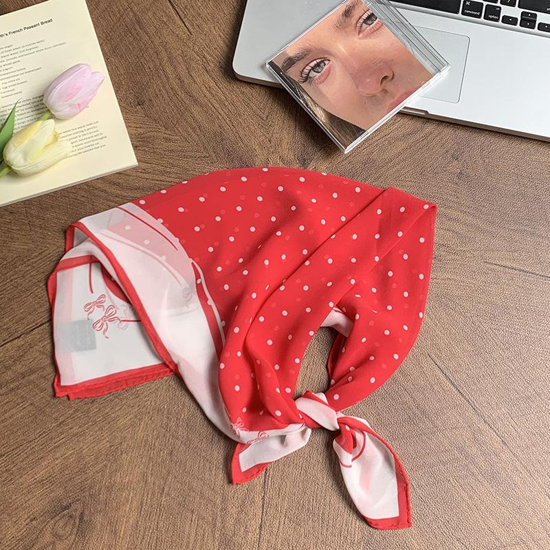 Georgette silk scarf neck small square scarf neck protection scarf fresh floral headscarf summer women's pastoral headband hair accessories