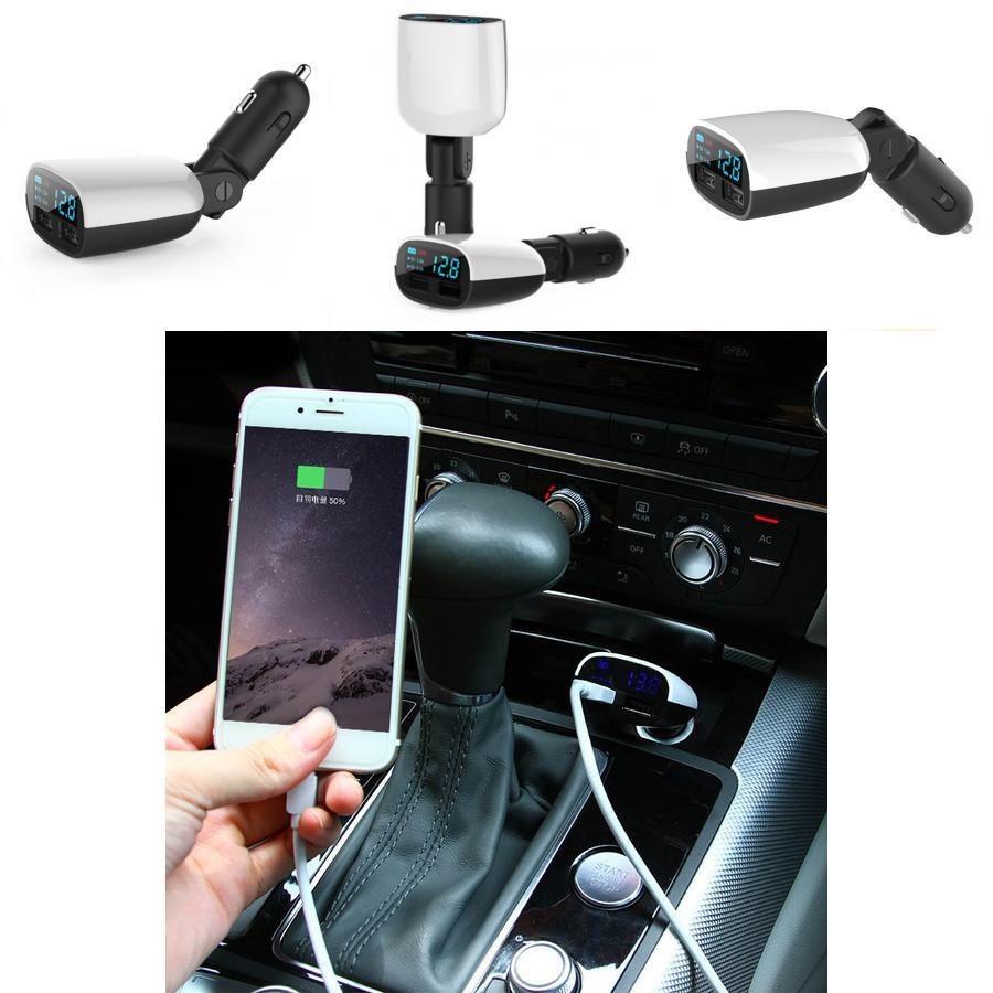Car Charger With Led Voltage Current Display Dual Usb Fast Charging For Travel And Commuting