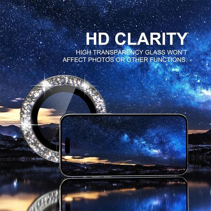 Glitter Bling Metal Glass Camera Lens Protector For IPhone 15 14 13 11 Pro Max Plus 12 13 Pro Mini 15Pro 14Pro Women Ring Lens Cover