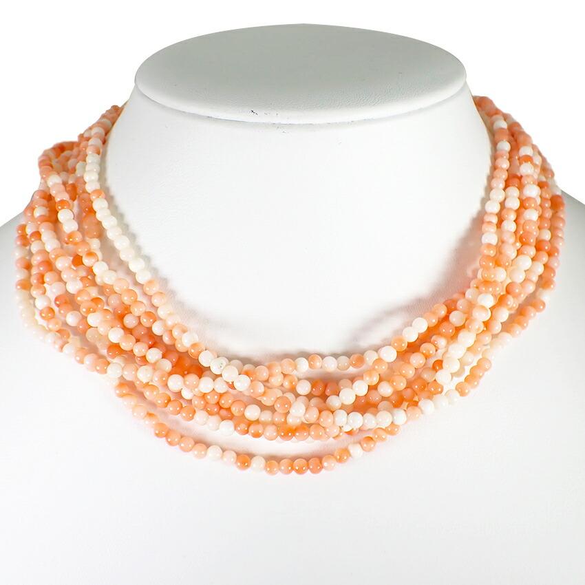 

[Used] Pink/white coral necklace Bead diameter approx. 3.4cm/g498-14