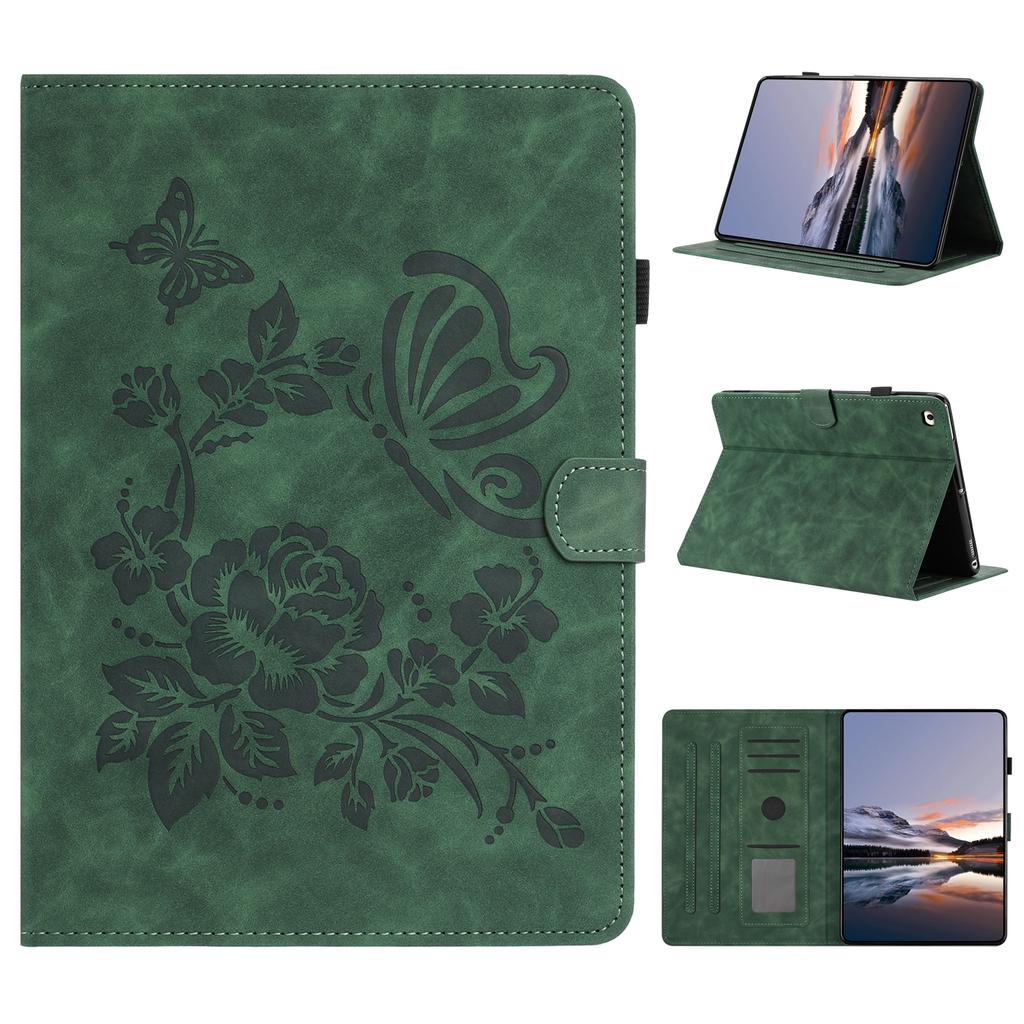 Tablet Case For iPad 9.7-inch (2018)/(2017)/Air 2/Air (2013) Card Holder Stand Butterfly Floral Imprinted Leather Cover