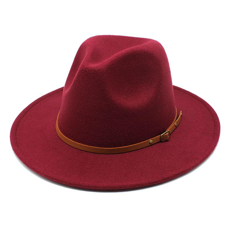 British Jazz Hat Season Wool Hat Simple Felt Big Eave Hat Tide Flat Edge Hat
