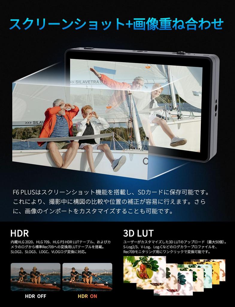 FEELWORLD F6 PLUS HDR SLR Field Monitor 1920x1080 IPS Full HD Touchscreen 4K with HDMI F750 6-inch Input/Output