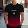 Korte Mouw T-shirt met Geloofskruis Print, Casual Streetwear