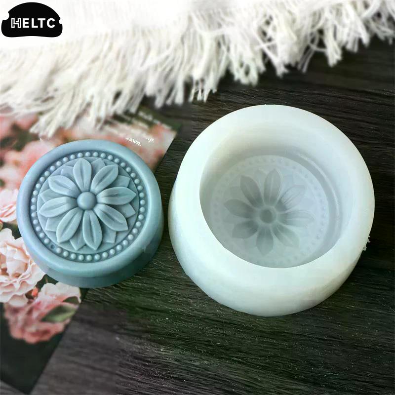 3D Circular Flower Soap Silicone Mold Classic Patterns Round Square Flower Soap Candle Resin Making Tool Diy Handmade Gift