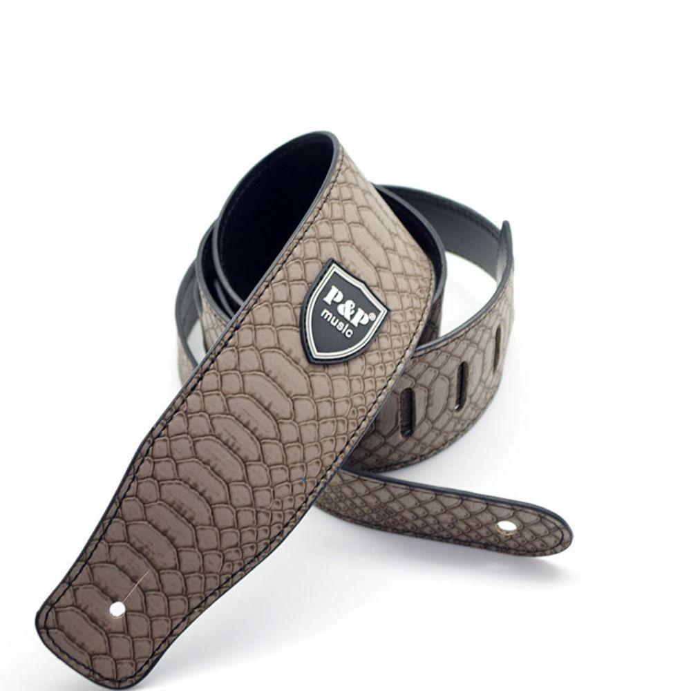 Langlebiger Leder-Gitarrengurt Verbreiterter Verstellbarer Gitarren-Umhängegurt Gitarrenzubehör Bassgurt Elektrische Gitarre