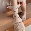 Retro Floral Wool Socks, Pile Socks, Thick and Warm Floral Fringed Socks for Autumn and Winter