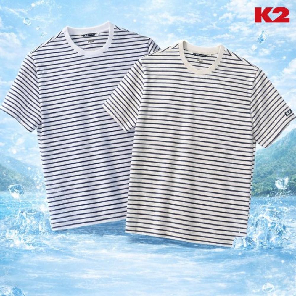 K2 Mens Summer Ice Cooling ShorT Sleeve T shirT Code10 Ice sTripe Round white (W2)/95