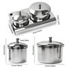 2 Stück/Set Maniküre Acryl Flüssigpulver Edelstahlbehälter Schale Dappen-Schale Desinfektionsbecher mit Deckel Nagelkunstwerkzeug