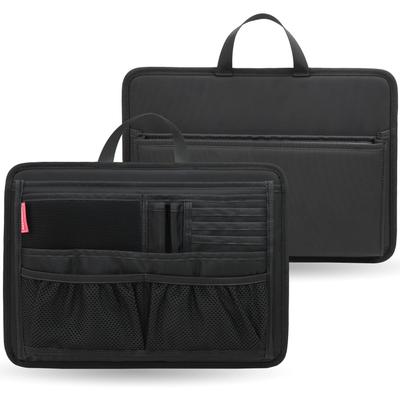 Sacoche Messenger Sac Fourre-tout avec Inserts Organiseurs Robustes pour Ordinateur Portable, iPad, Ordinateur, Carnet, Documents, Noir, 2XL