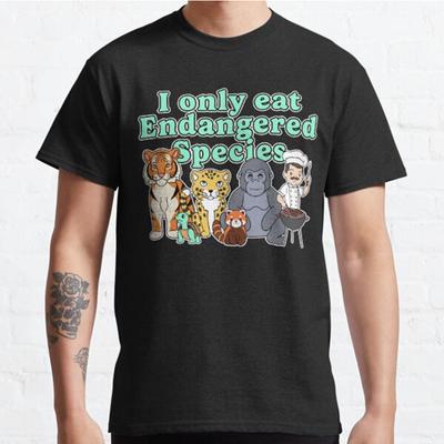 T-shirt Estampada Espécies Ameaçadas Tamanhos Grandes S-3XL Tops Masculinos Roupas da Moda Tees