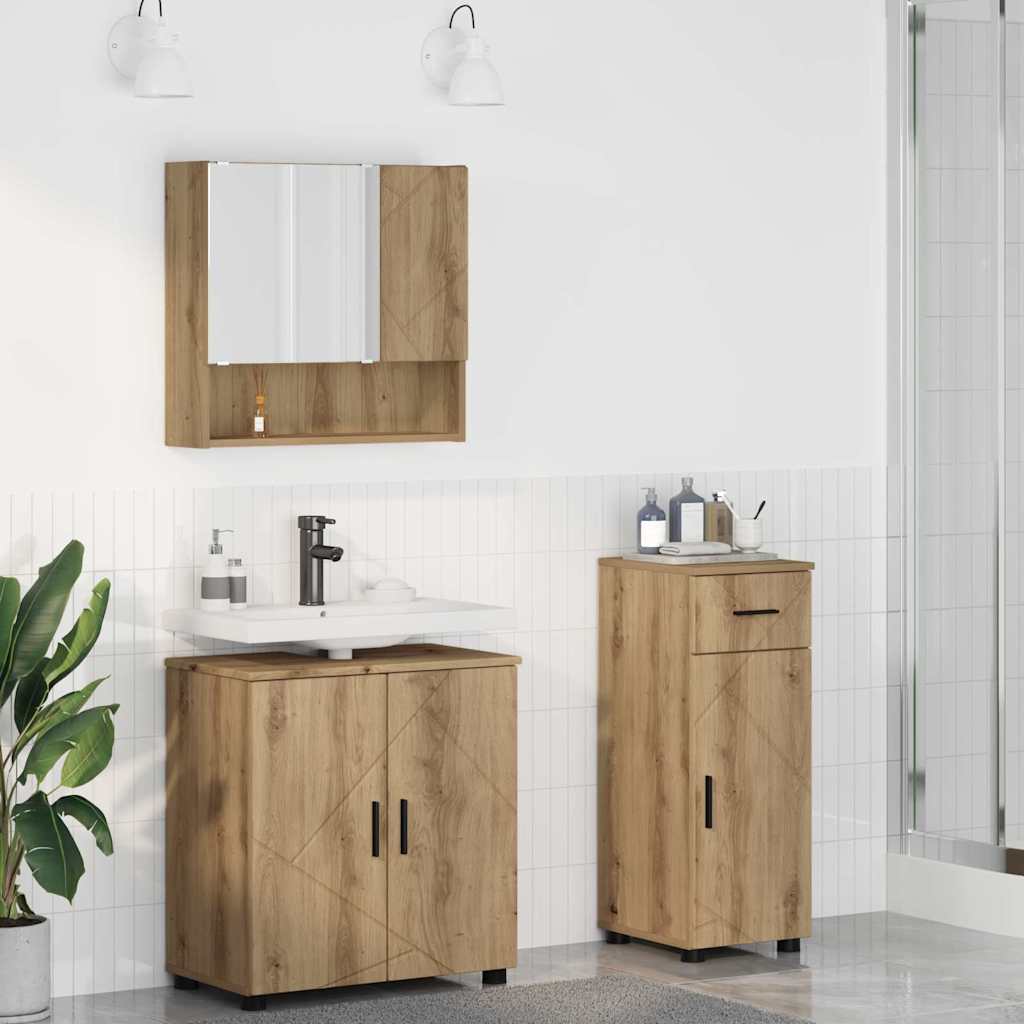 Bathroom Furniture Set 3 Pcs Artisan Oak 61 X 35 X 64 Cm