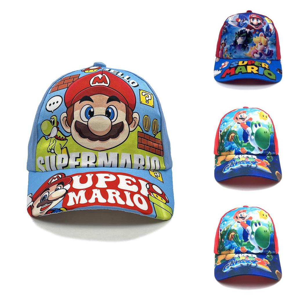 Super Mario Bros Muster Kinder Baseballkappe mit Baumwollmaterial und Sonnenschutz für Outdoor-Aktivitäten