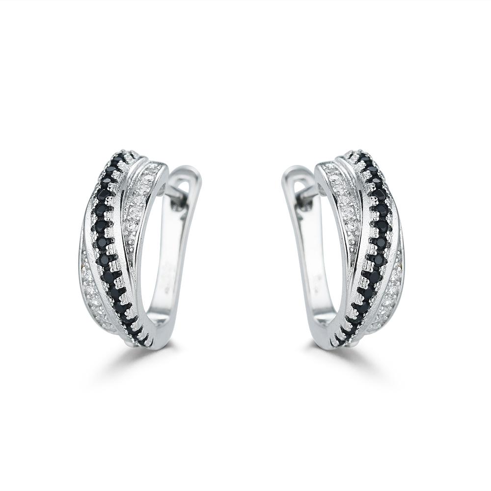 

Изысканные женские серьги-кольца BLACK AWN с черным крестом