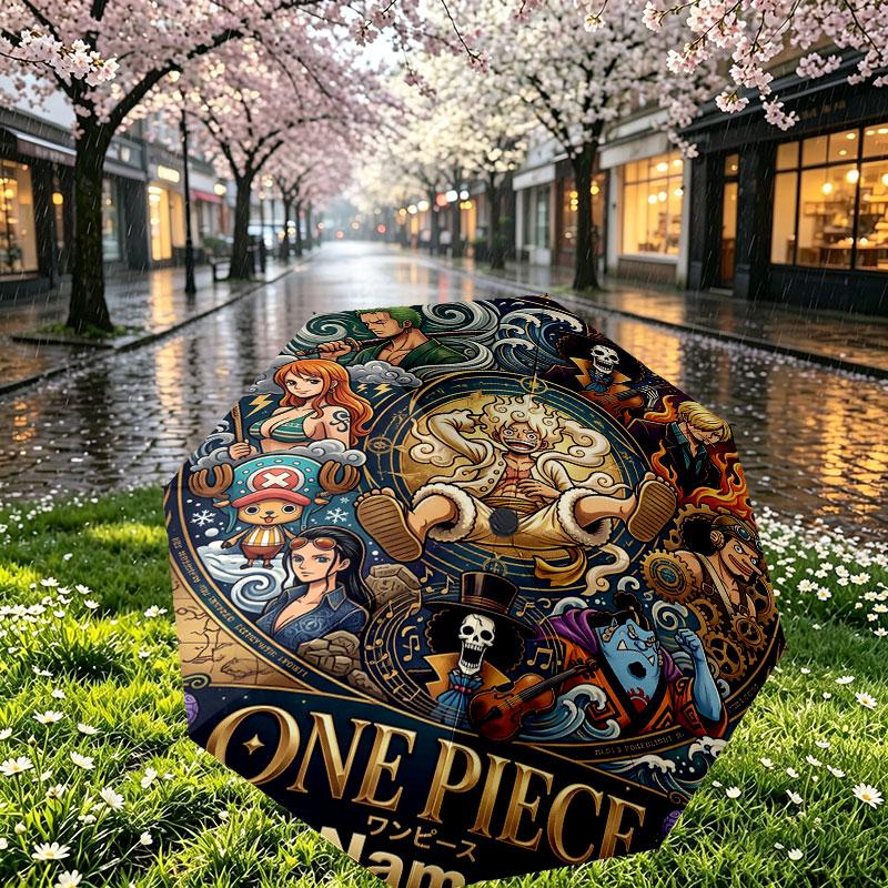 Custom Name Personalized ONE PIECE Print Umbrella, Auto Open Close, 8‑Rib Sturdy Frame, Commute Camping Hiking Use, Birthday Gift