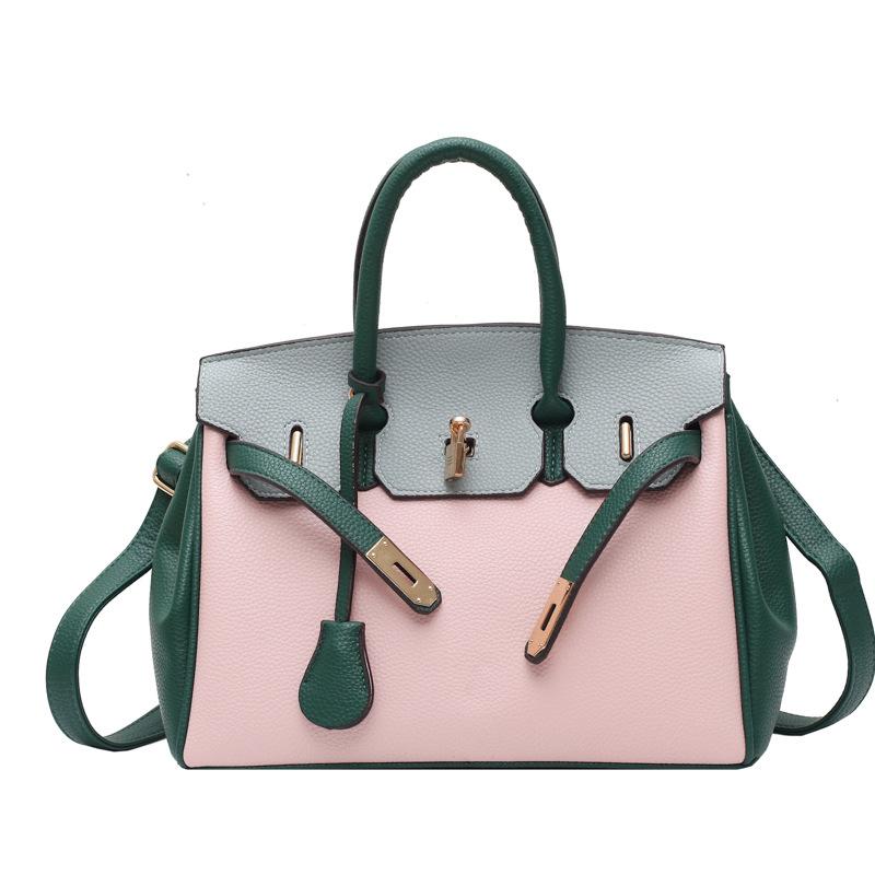 

Платинова сумка жіноча нова висококласна текстурна контрастна сумочка з лічі візерунком сумка через плече зелений