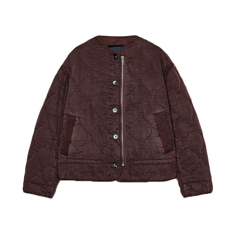 Summer New Women clothes Lyocell Blended Long sleeve Half-high Collar Short down jacket Jacket 4088043