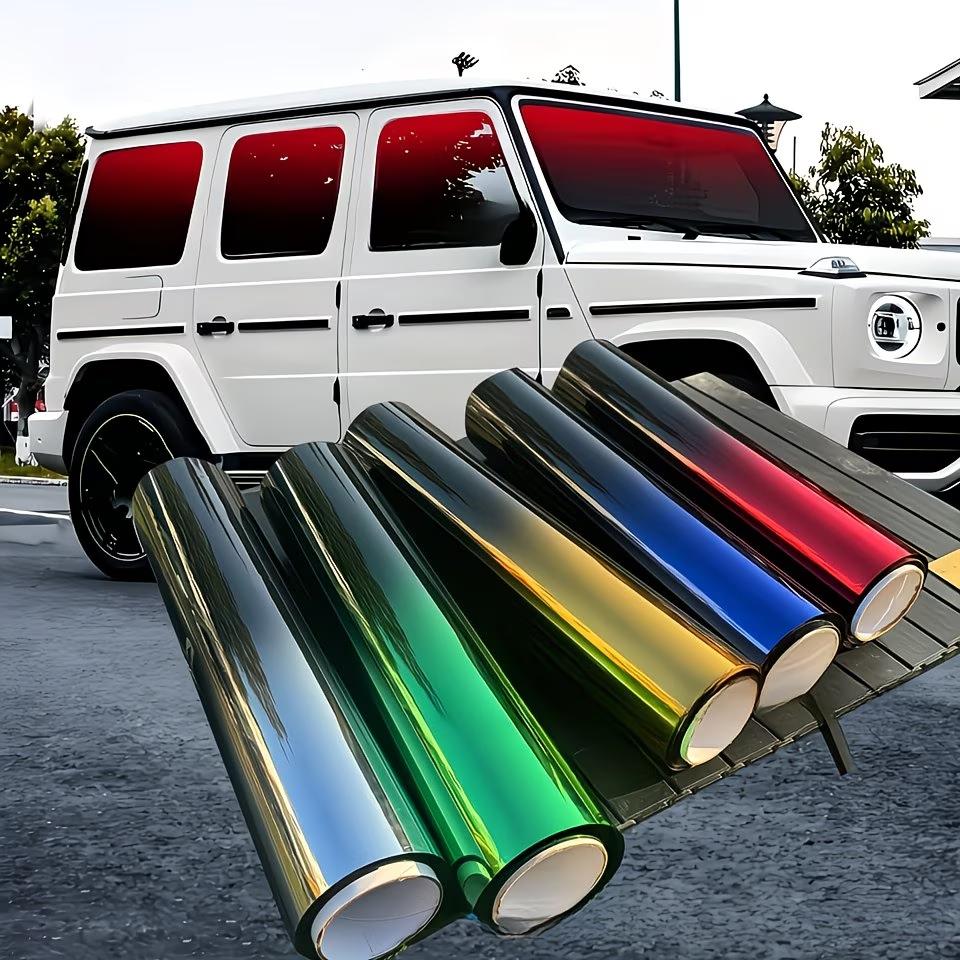 Gradient Car Window Tint Film, Static Cling Privacy Sunshade, UV Protection Heat Insulation Sticker