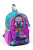 Minik Yuva Backpack Pink Turquoise Headphones Skate Pattern Two Compartments 23554