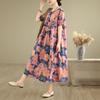 DIMANAF 2025 Women Plus Size Spring Summer Dress Casual Floral Dress Basic Vintage Loose Long Dress Maxi 9325