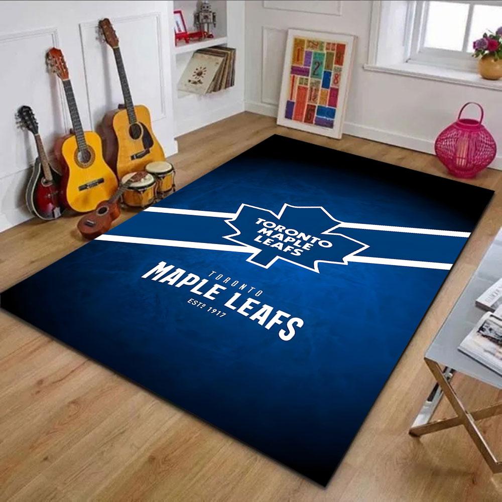 Toronto Maple Leafs Logo Design Rug Patterned Carpet, Non Slip Mat Suitable for Living Room and Bedroom Sofas