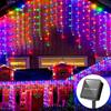 3.5M 96LED Solar Curtain Icicle Light Outdoor Eaves Decor String Lights Garden Party Yard Christmas Decoration Holiday Garlands