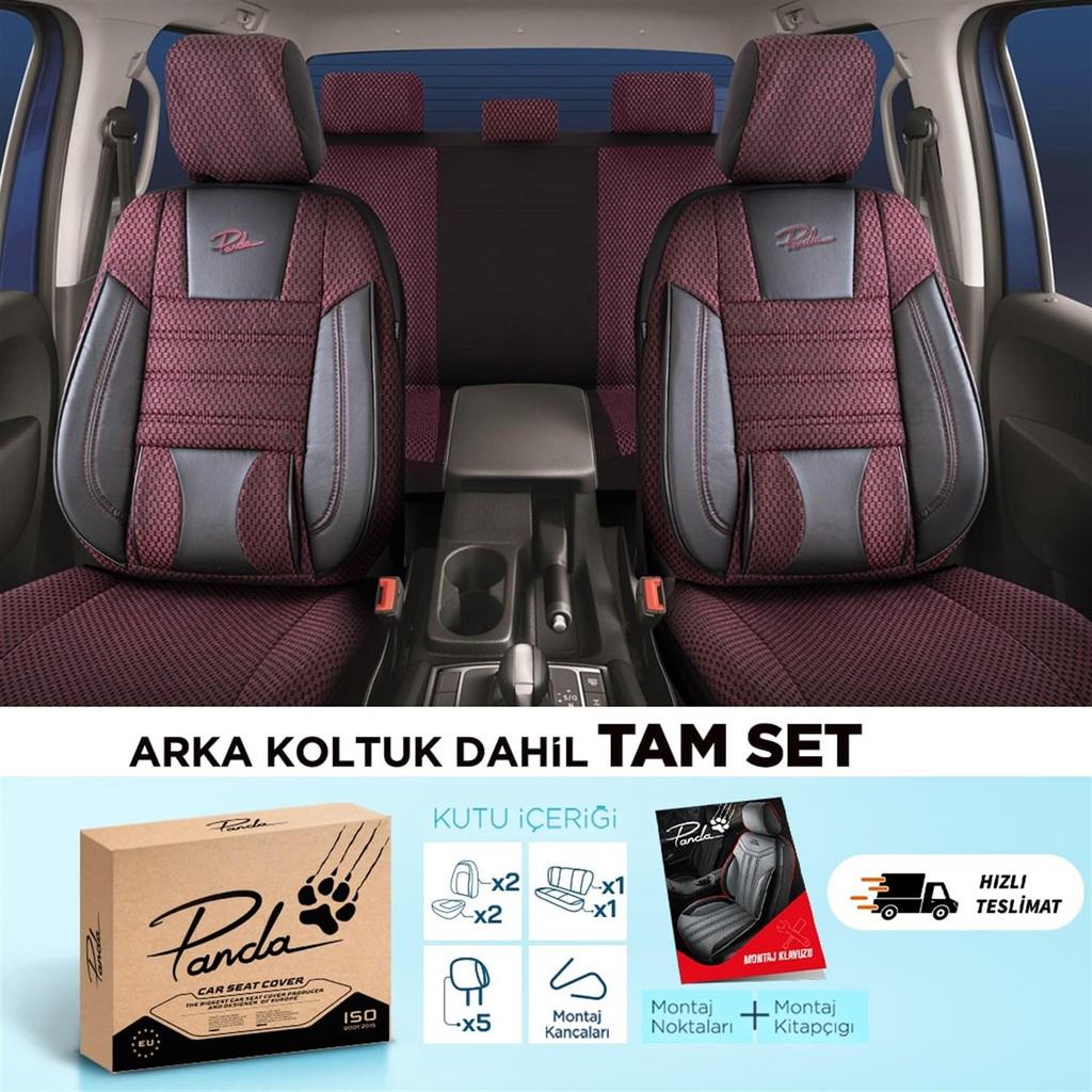 COMFORT SERIES WOVEN FABRIC CAR SEAT COVER Claret Red Black