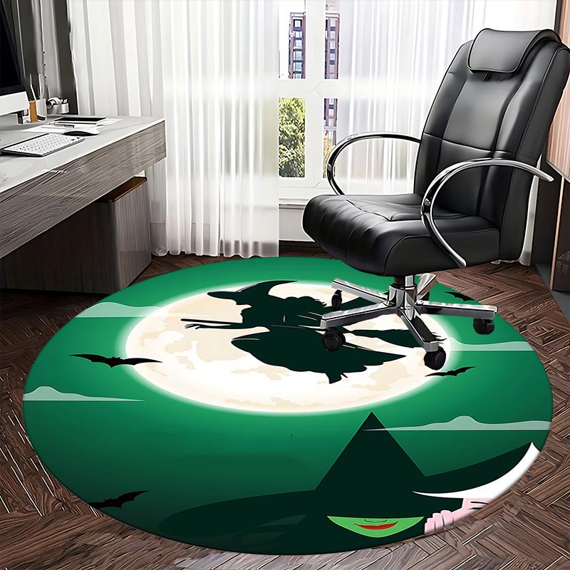 Witch Moon Broomstick Halloween Chair mat Round Rug Office carpet, Non slip, Suitable for Living Rooms, Bedrooms,Decor1205912a