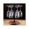 Wine Glass Rack, Tabletop Wine Glass Rack, Standing Countertop Organizer, Metal Wine Glass Rack with Wooden Base, Holds 6 Glasses (Black)