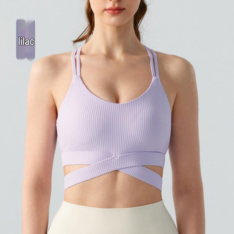 

Женский спортивный жилет с перекрестными двойными бретелями: Дышащий, поддерживающий топ для йоги Extra Large лиловый/фиолетовый