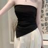 Nieregularny crop top w koreańskim stylu na jedno ramię - Szykowny letni bandeau bez rękawów