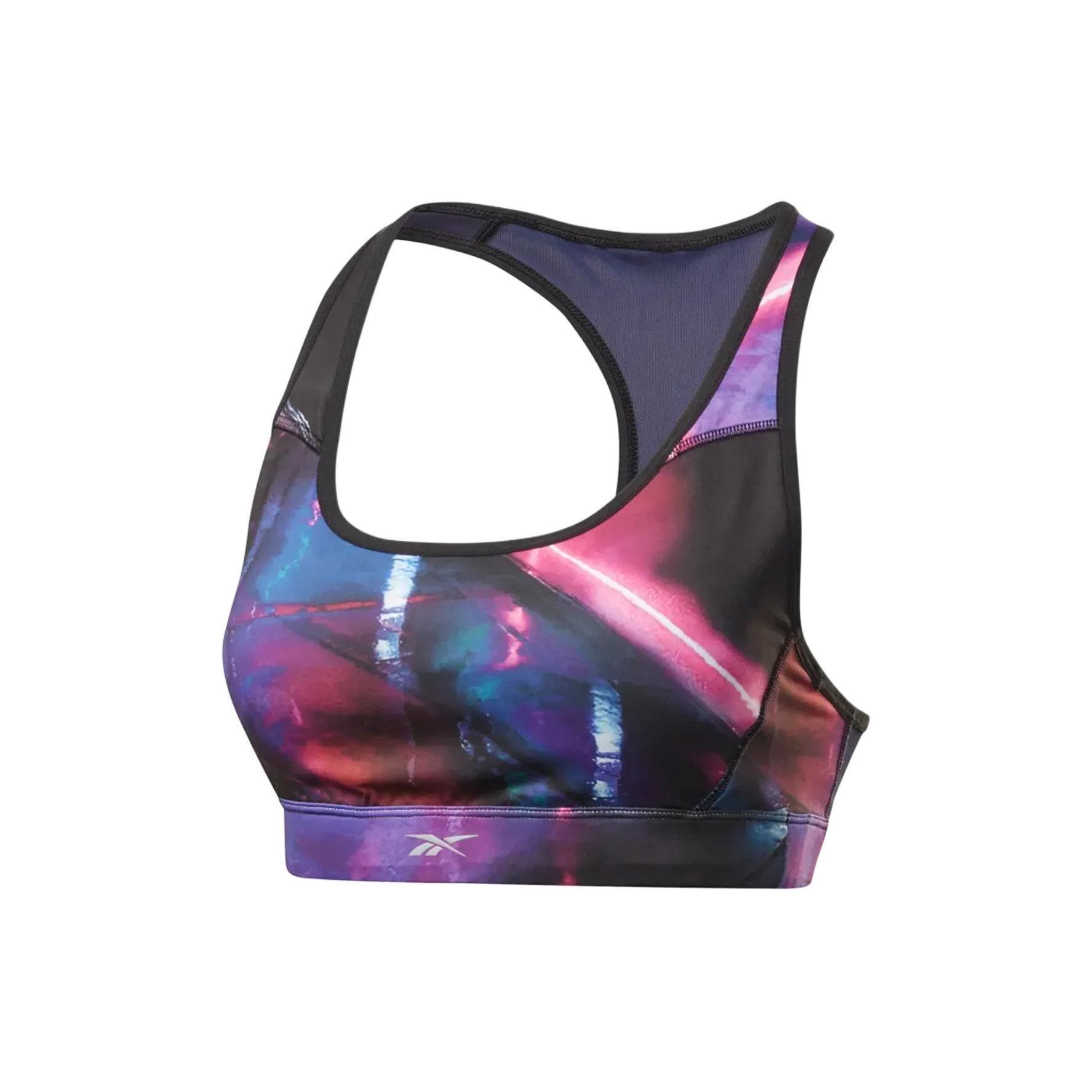 

Reebok OSR Hero Racer Bra P Полная печать Средняя поддержка Влагоотводящий Тренировочный Спортивный бюстгальтер Женское нижнее белье Фиолетовый FJ4019 M