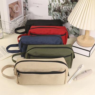 Large-Capacity Oxford Cloth Pencil Case Wear-Resistant Simple Student Stationery Storage Bag Student Supply
