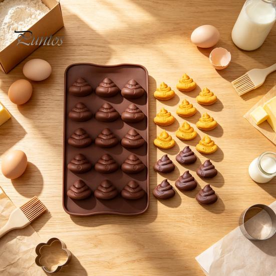 DIY Backsets für Kinder Lustige Kacke Schokoladenform, 15-Kammer Silikonform, Antihaft Hitzebeständig Mehrzweck Küchenwerkzeug Dessertform