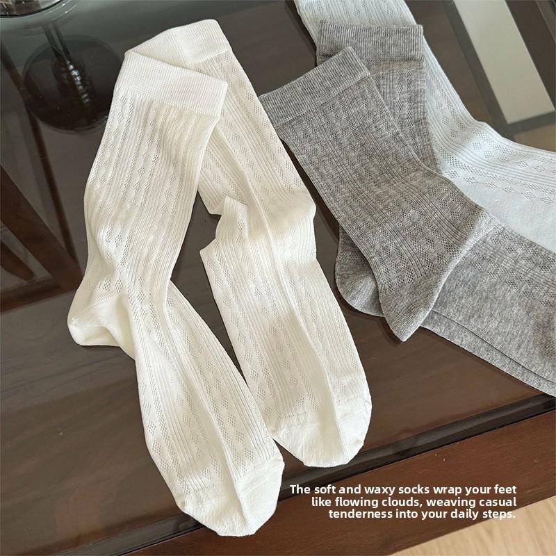 Ballet-style Mesh Stockings for Children, Summer Lightweight Mid-calf Socks, Cotton Socks, Boneless Stockings, Summer Pile-up Socks