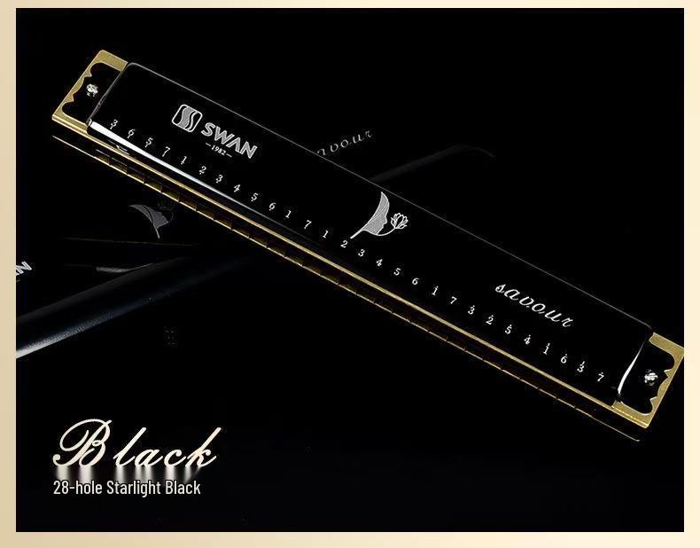 Swan 24-Hole Double Reed Harmonica - C Key for Beginners, Children, and Students