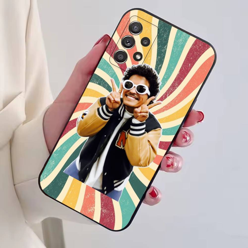 Capa de Celular do Cantor Bruno M-Mars Para Samsung S25,S24,S21,S22,S23,S30,Ultra,S20,Plus,Fe,Lite,Note,10,Capa Preta