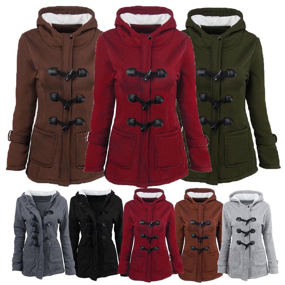Elegant Women Trench Parka Hooded Coat Jacket Outwear Winter Warm Long Overcoat