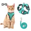 Katzengeschirr und Leine zum Spazierengehen, verstellbares, ausbruchsicheres Katzenwestengeschirr mit Reflektorstreifen für mittelgroße und große Kätzchen